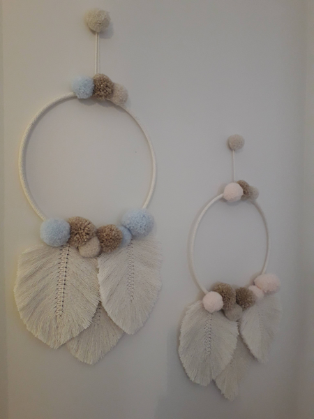 Macramé pompons Guimauve